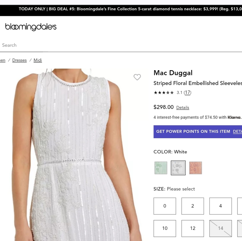 Mac Duggal White Striped Floral Embellished Sleeveless Dress